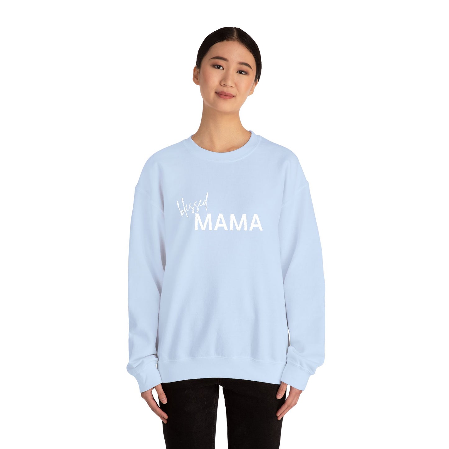 Embroidered Blessed Mama Crewneck Sweatshirt