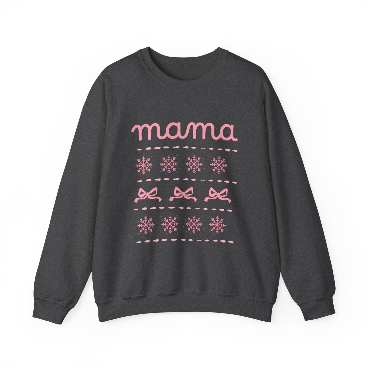 Mama Christmas Crewneck Sweatshirt — Pink Holiday Mama Graphic