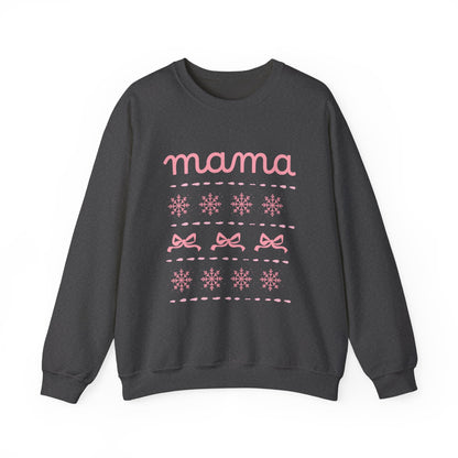Mama Christmas Crewneck Sweatshirt — Pink Holiday Mama Graphic
