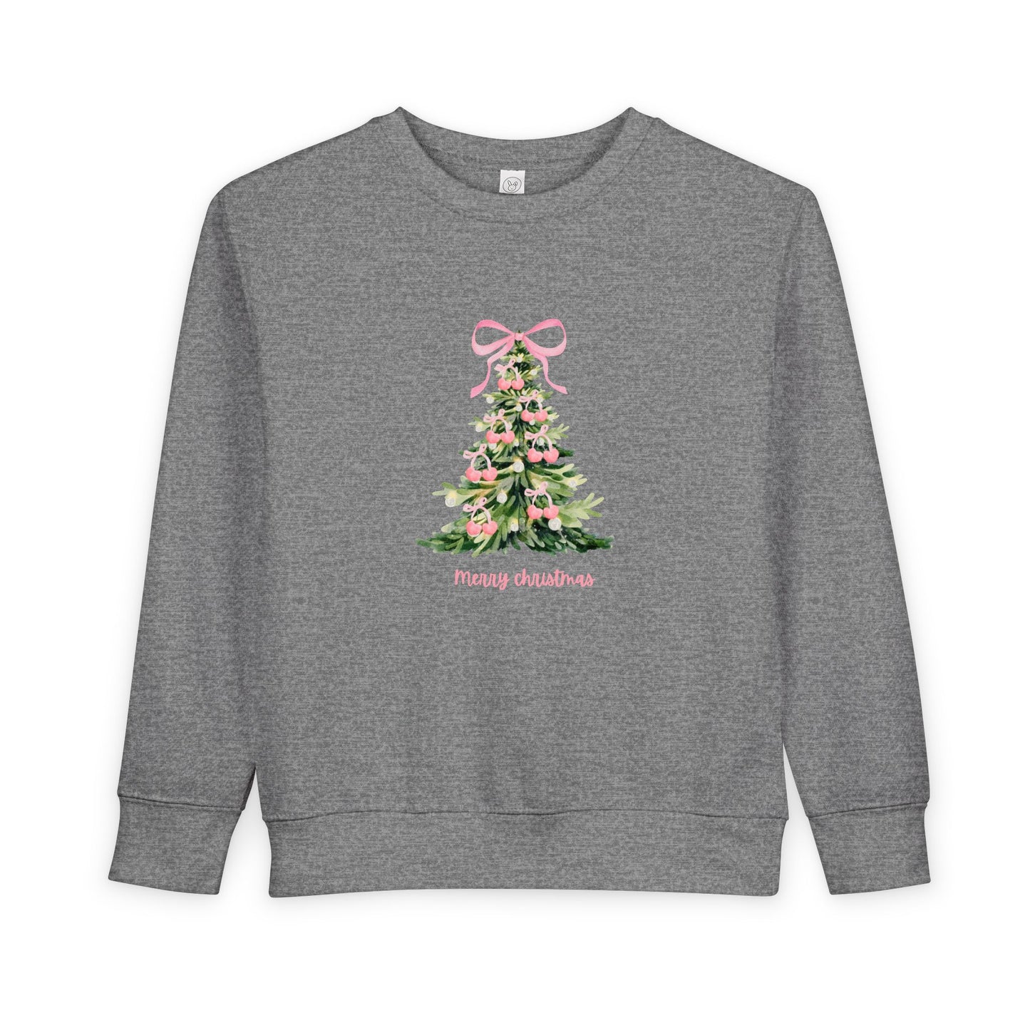 Christmas Tree Pink Cherry Bow Toddler Sweatshirt