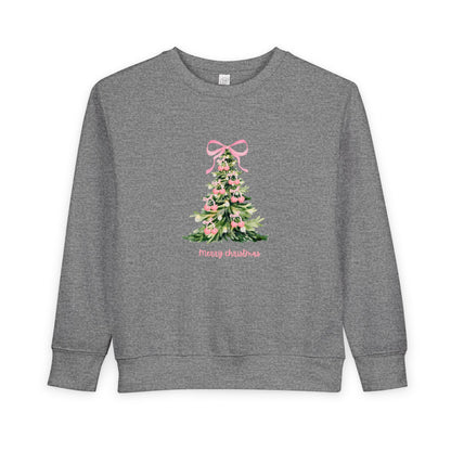 Christmas Tree Pink Cherry Bow Toddler Sweatshirt