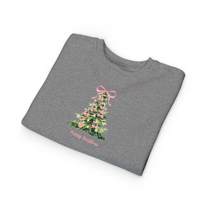Christmas Tree Pink Cherry Bow Toddler Sweatshirt